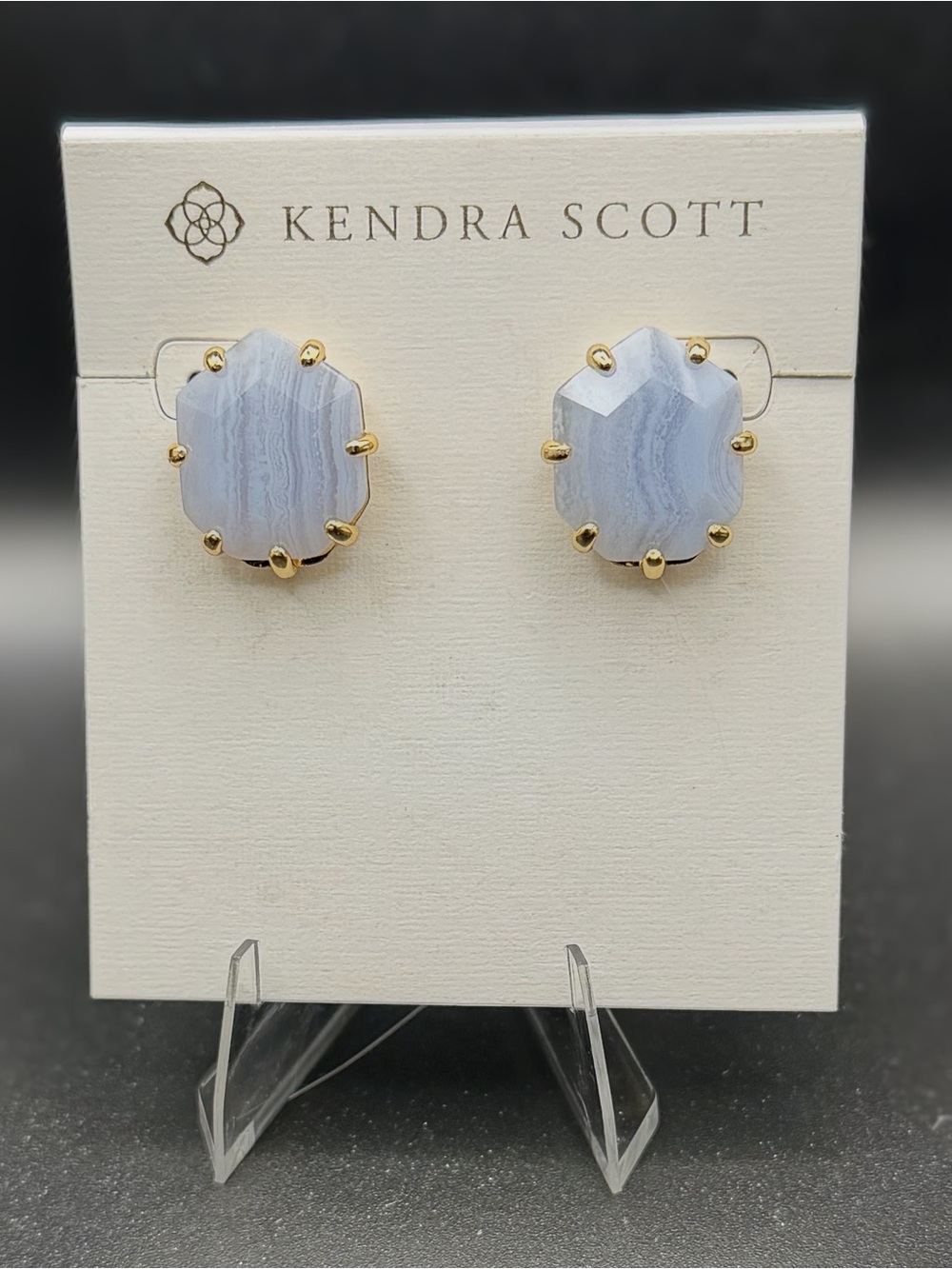 Kendra Scott Morgan Earrings in Blue Lace Agate Gold – Retired/HTF/Collector’s - Picture 5 of 5